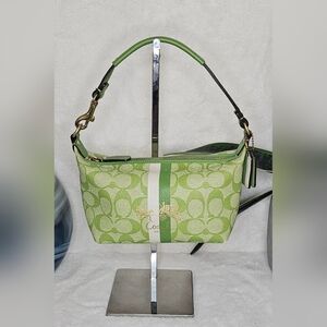 Coach Heritage Signature Stripe Pouch, Green